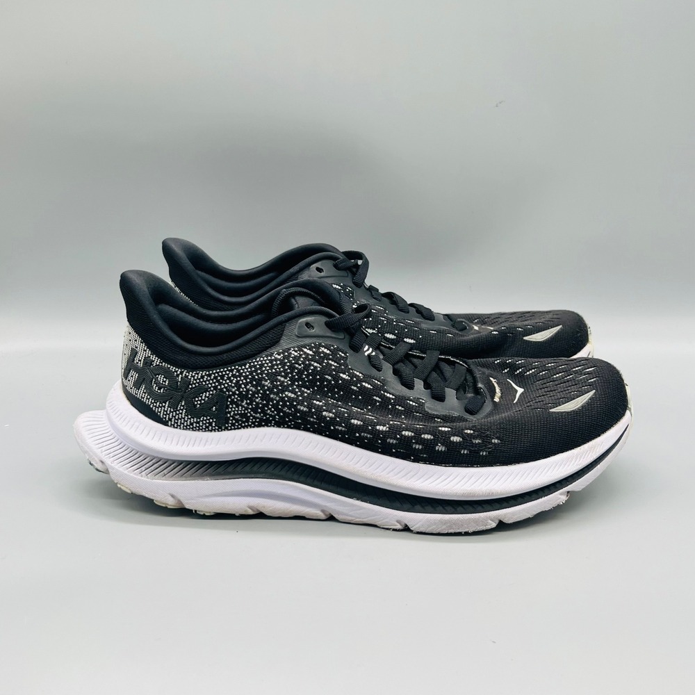 Hoka Shoes Womens 8 Black White Mesh Kawana Low Top Running Performance Sneakers